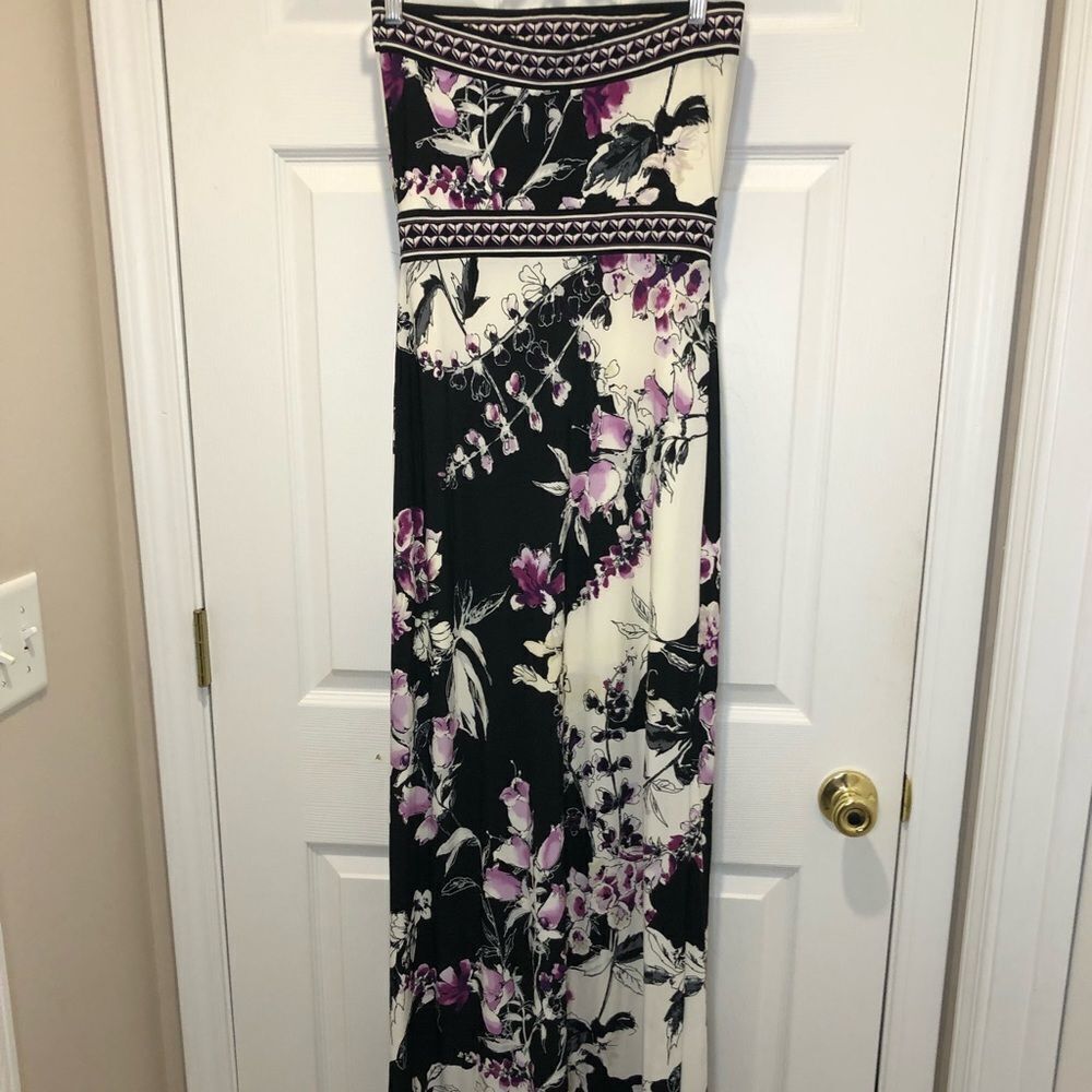 White House Black Market strapless bodycon floral maxi dress size xxsmall - Picture 8 of 16
